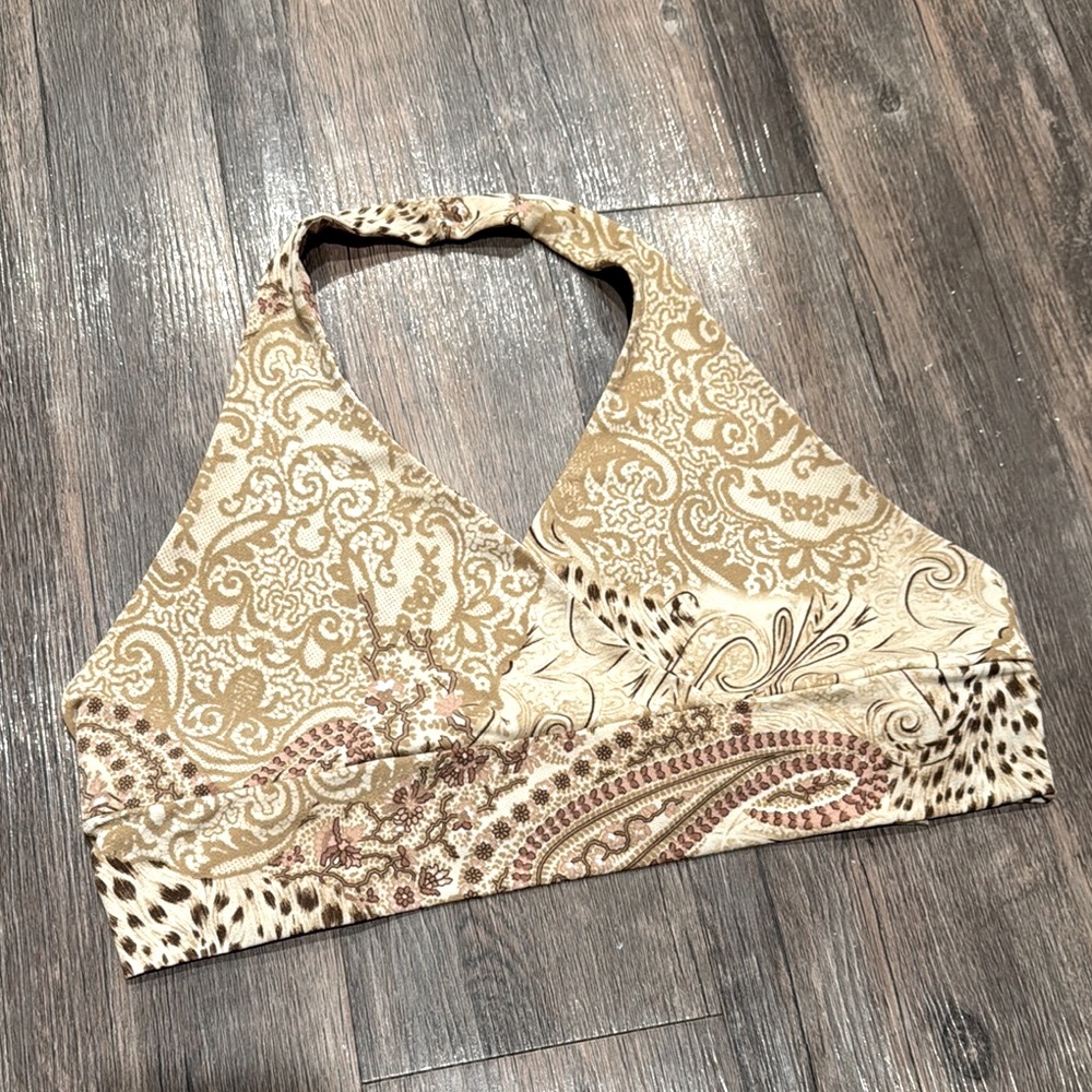 Charlotte Russe Cream Halter Tie Back Crop Top